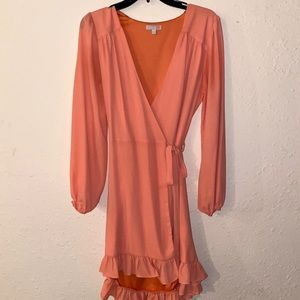 Coral wrap dress by Gianni Bini, in good condition